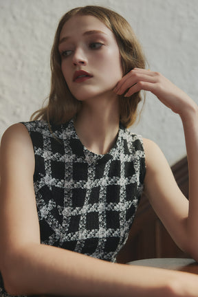 【9月中旬発送】Vol.1 Check Tweed Peplum Top