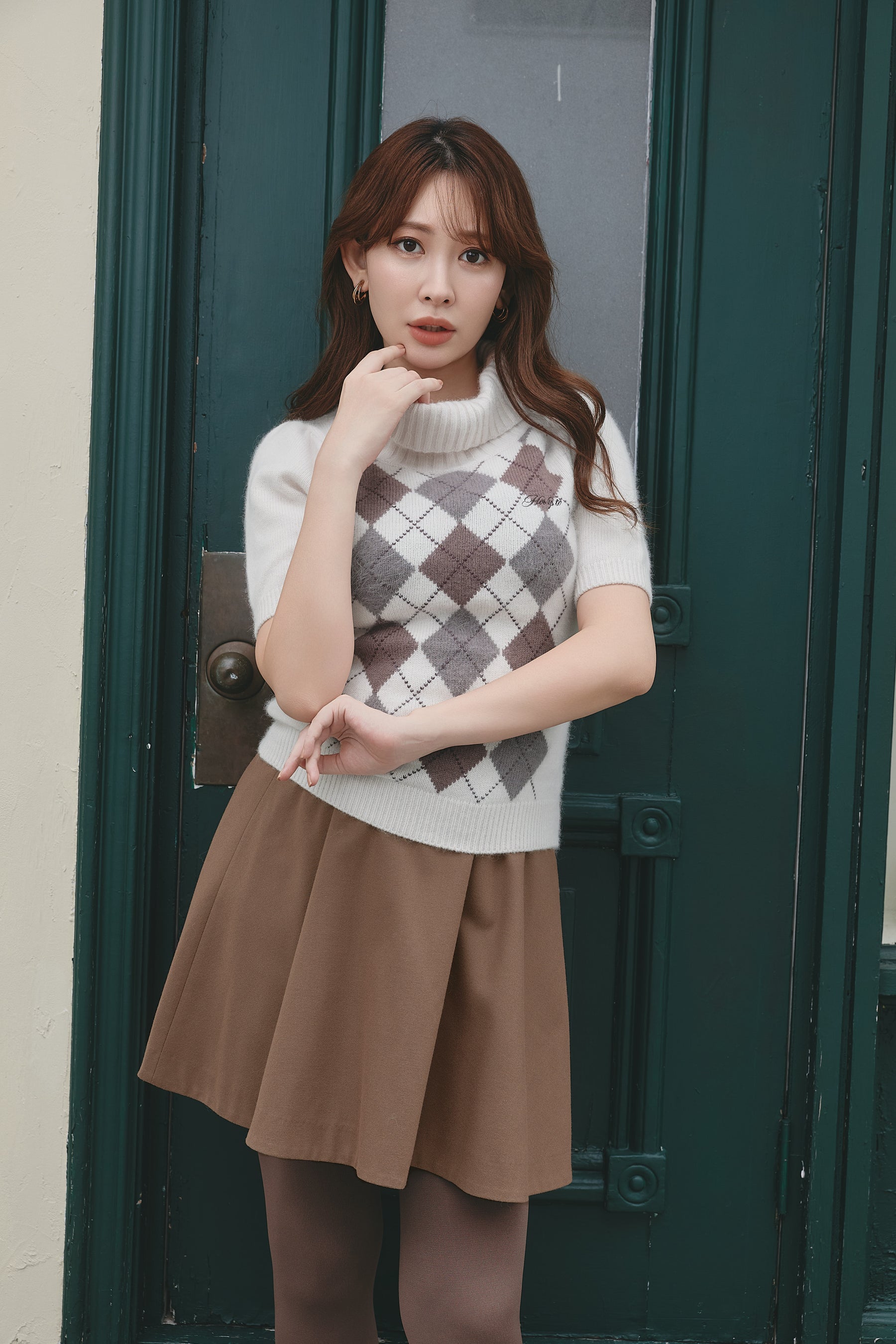 Pia Argyle Knit Top