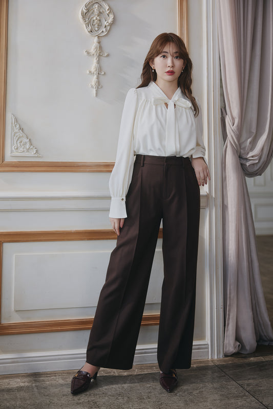 Romy Wool-Blend Tuck Pants
