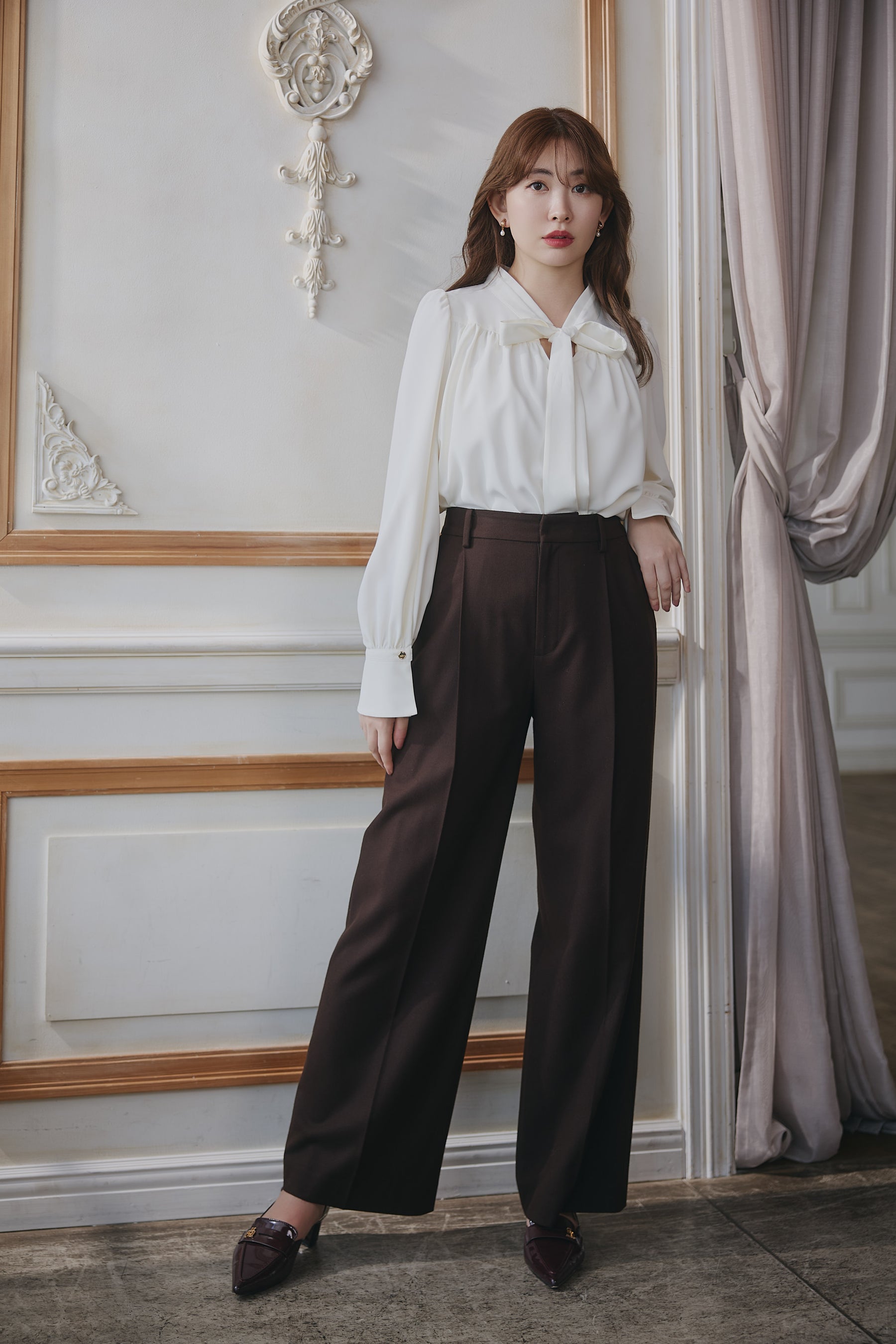 Bow-Tie Twill Blouse