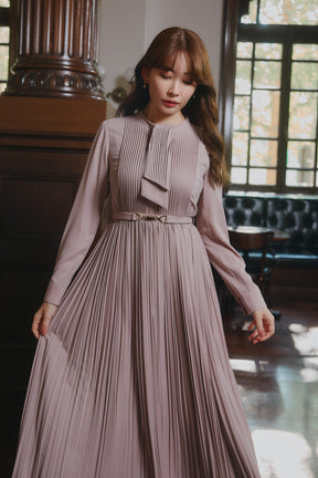 Viola Bow Pleated Dress