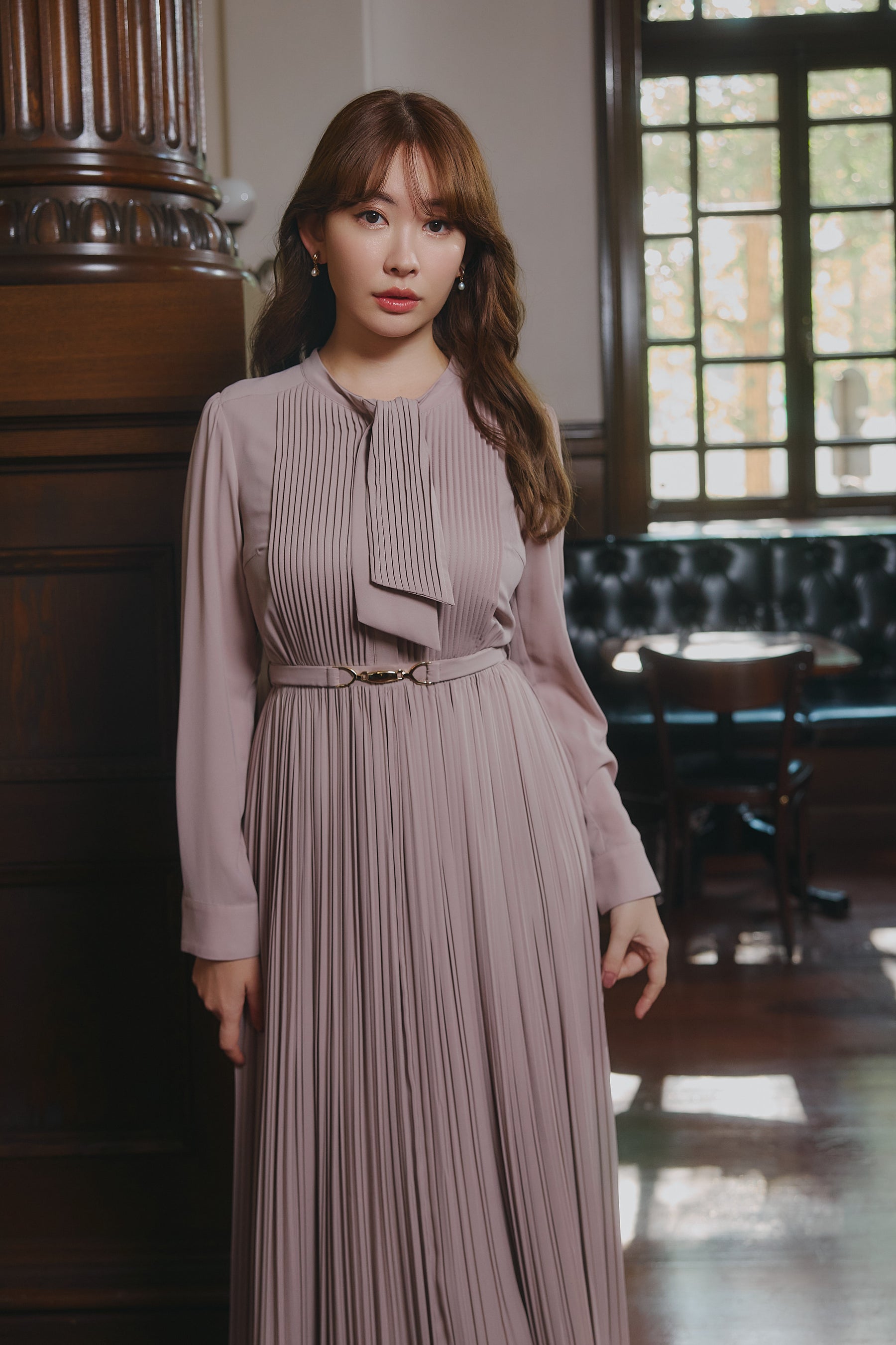 Viola Bow Pleated Dress