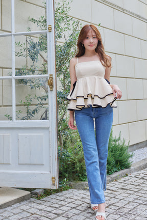 【vanilla / baby sky / powder pink】Lumiere Frilled Peplum Top