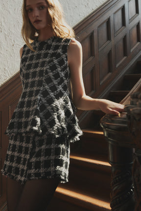 【9月中旬発送】Vol.1 Check Tweed Peplum Top