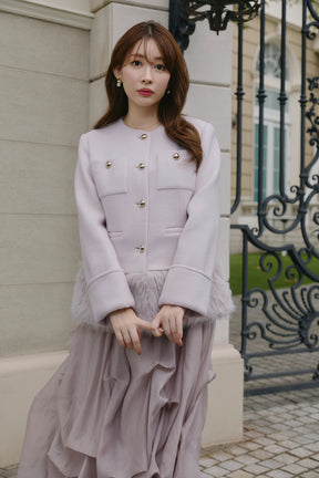 【10月中旬発送】Joana Faux Fur-Hem Wool Coat