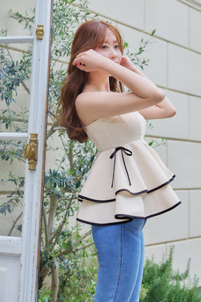 【vanilla / baby sky / powder pink】Lumiere Frilled Peplum Top