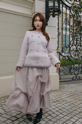 【10月中旬発送】Joana Faux Fur-Hem Wool Coat
