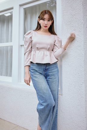 [New color] Volume Sleeve Jacquard Top