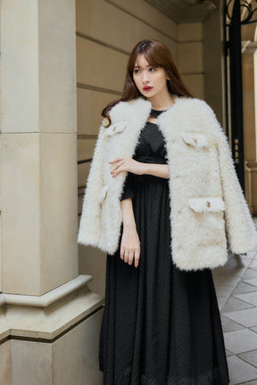 Jacquard Cut-Out Chiffon Dress