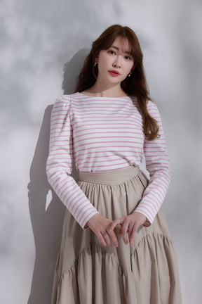 Tuck Sleeve French Stripe Top