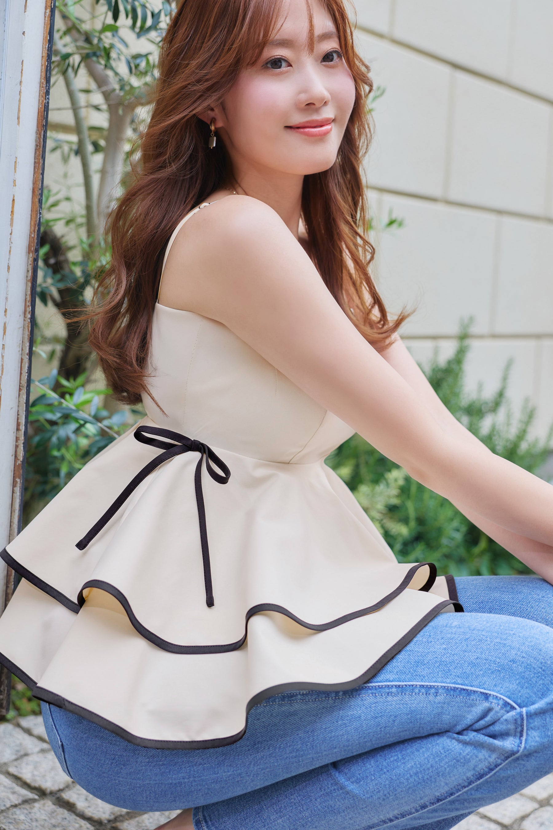 【vanilla / baby sky / powder pink】Lumiere Frilled Peplum Top
