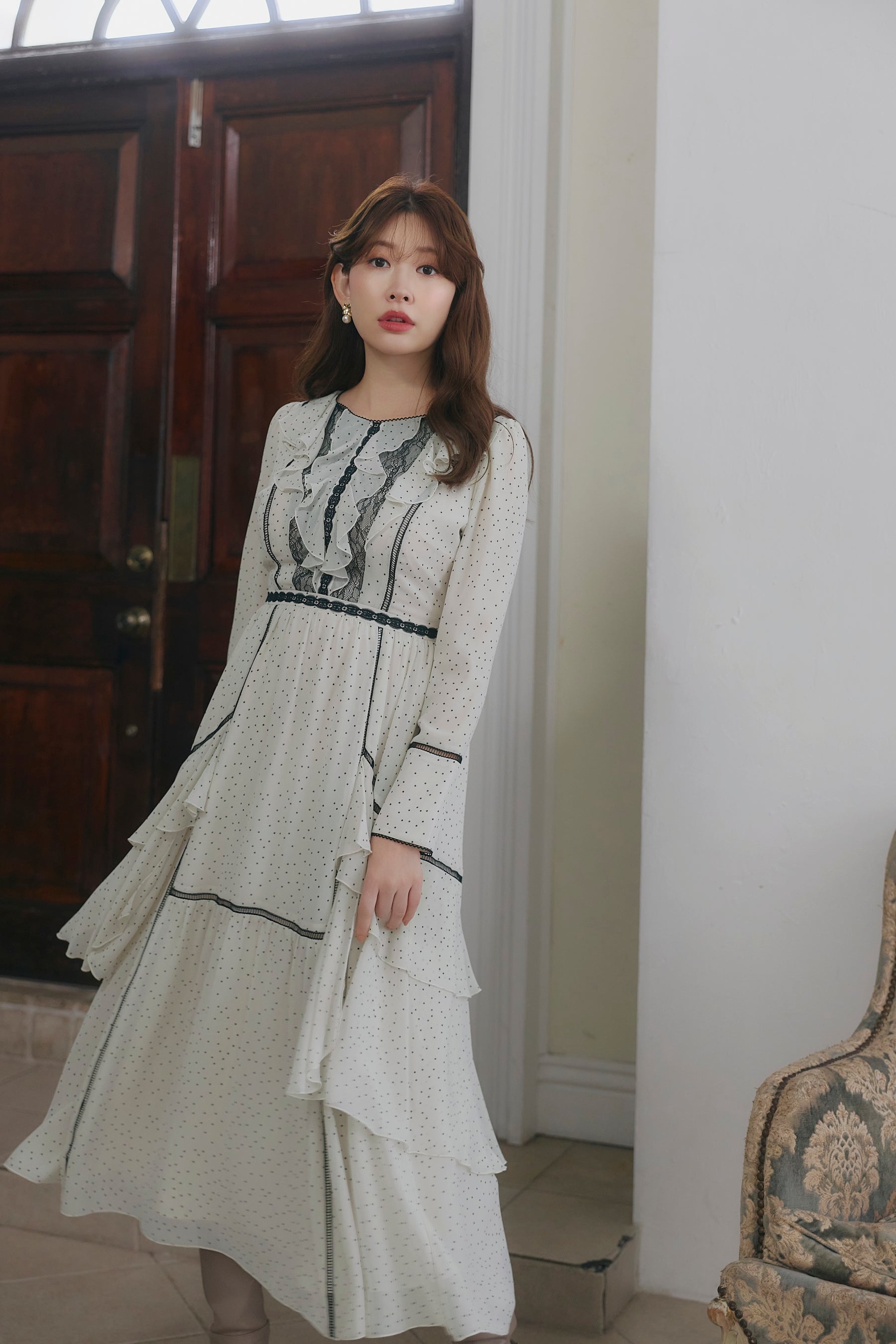 Vivica Polka-Dot Ruffled Dress