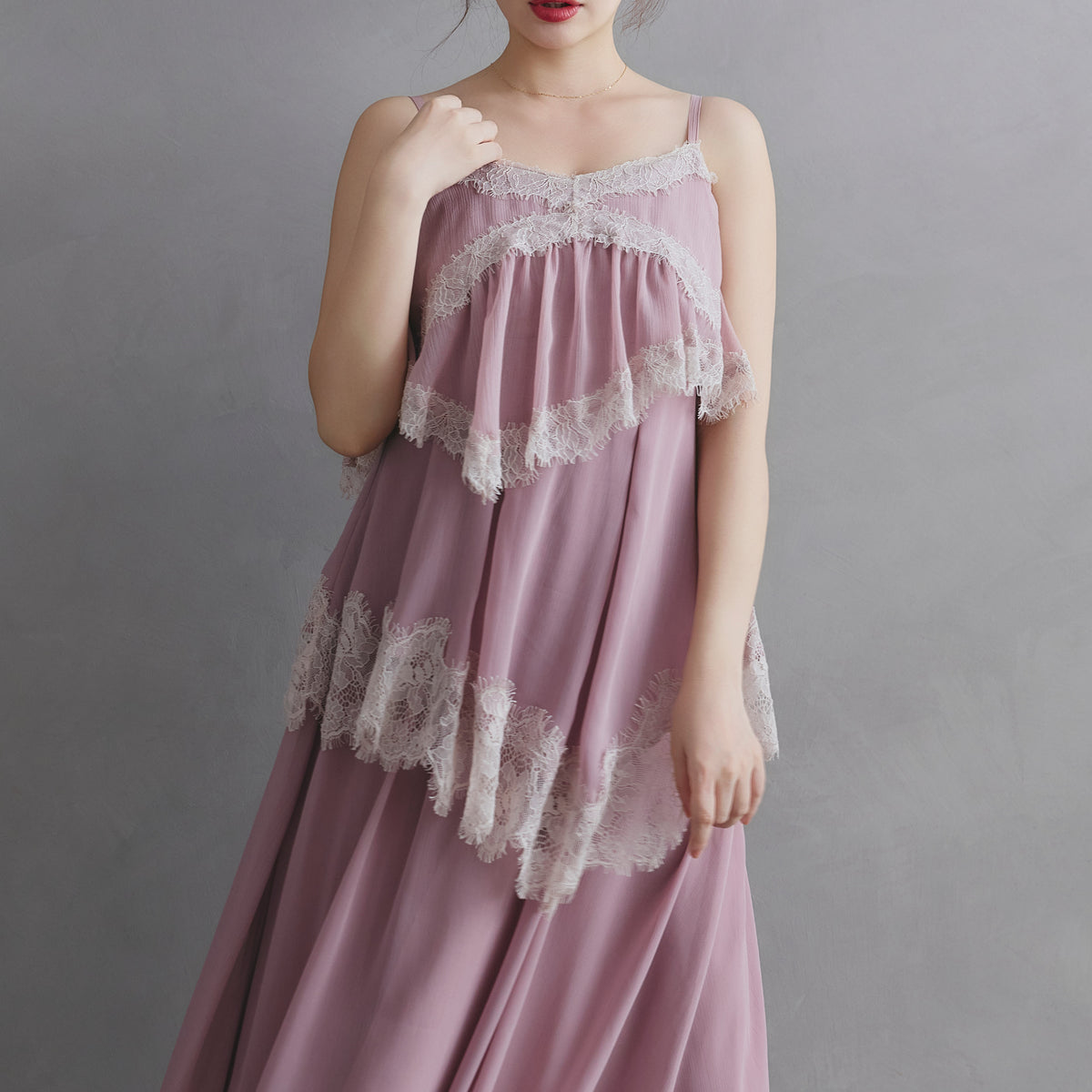 Isadora Lace Tiered Camisole Dress