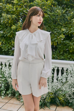 Ruffled Frill Bow Blouse