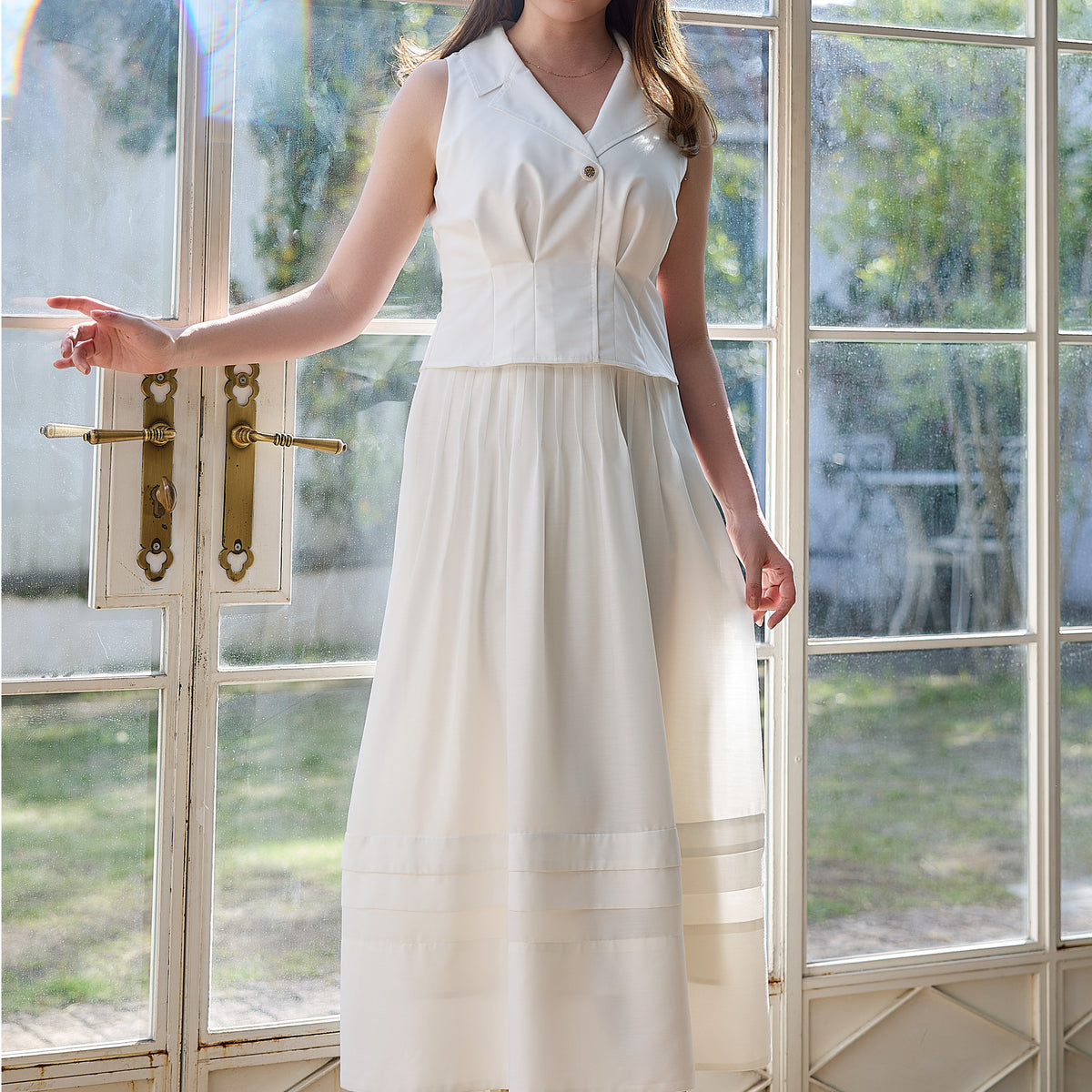 ワンピース Herlipto Marianne Layered Tuck Dress S Marianne Layered Tuck Dress（ワンピース）｜Her lip to（ハー