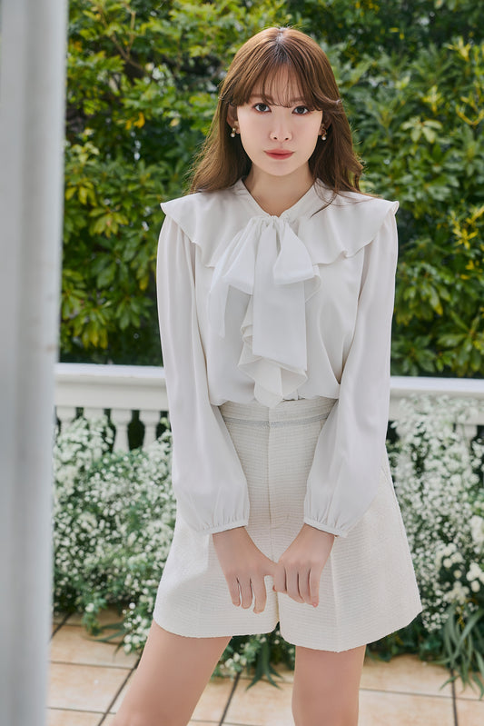 Ruffled Frill Bow Blouse