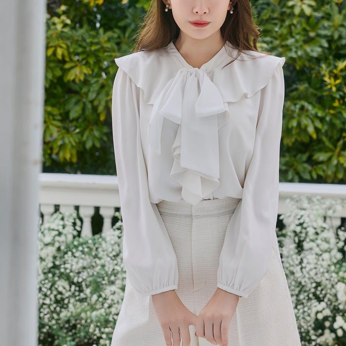 Ruffled Frill Bow Blouse