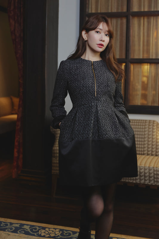Laila Tweed Zip Mini Dress
