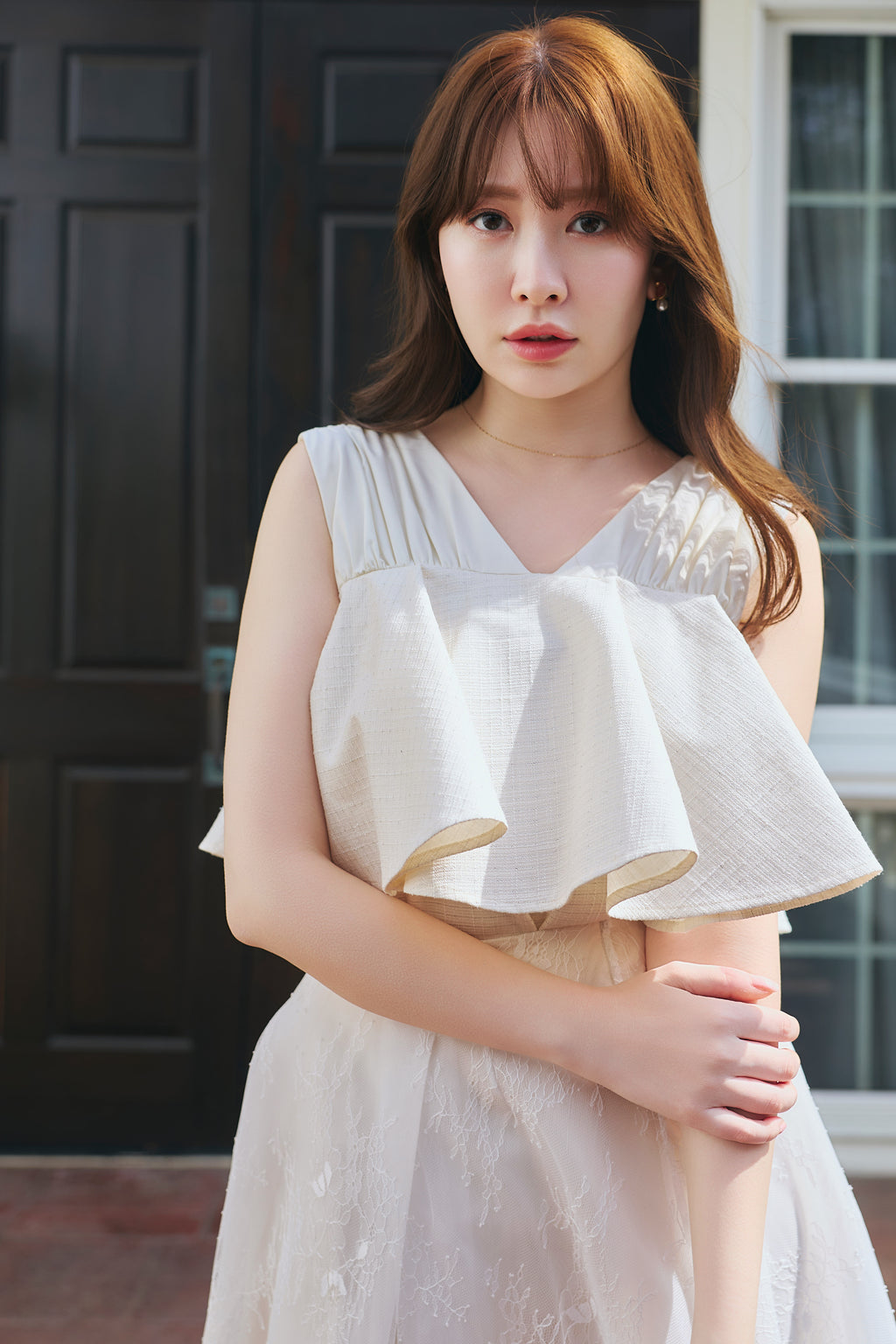 FRILL DROP トップス Chiara Tweed Frill Top