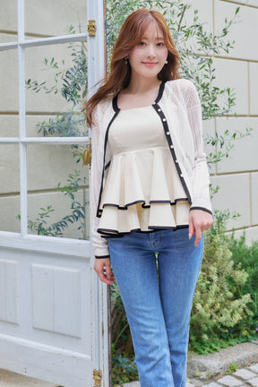 【vanilla / baby sky / powder pink】Lumiere Frilled Peplum Top