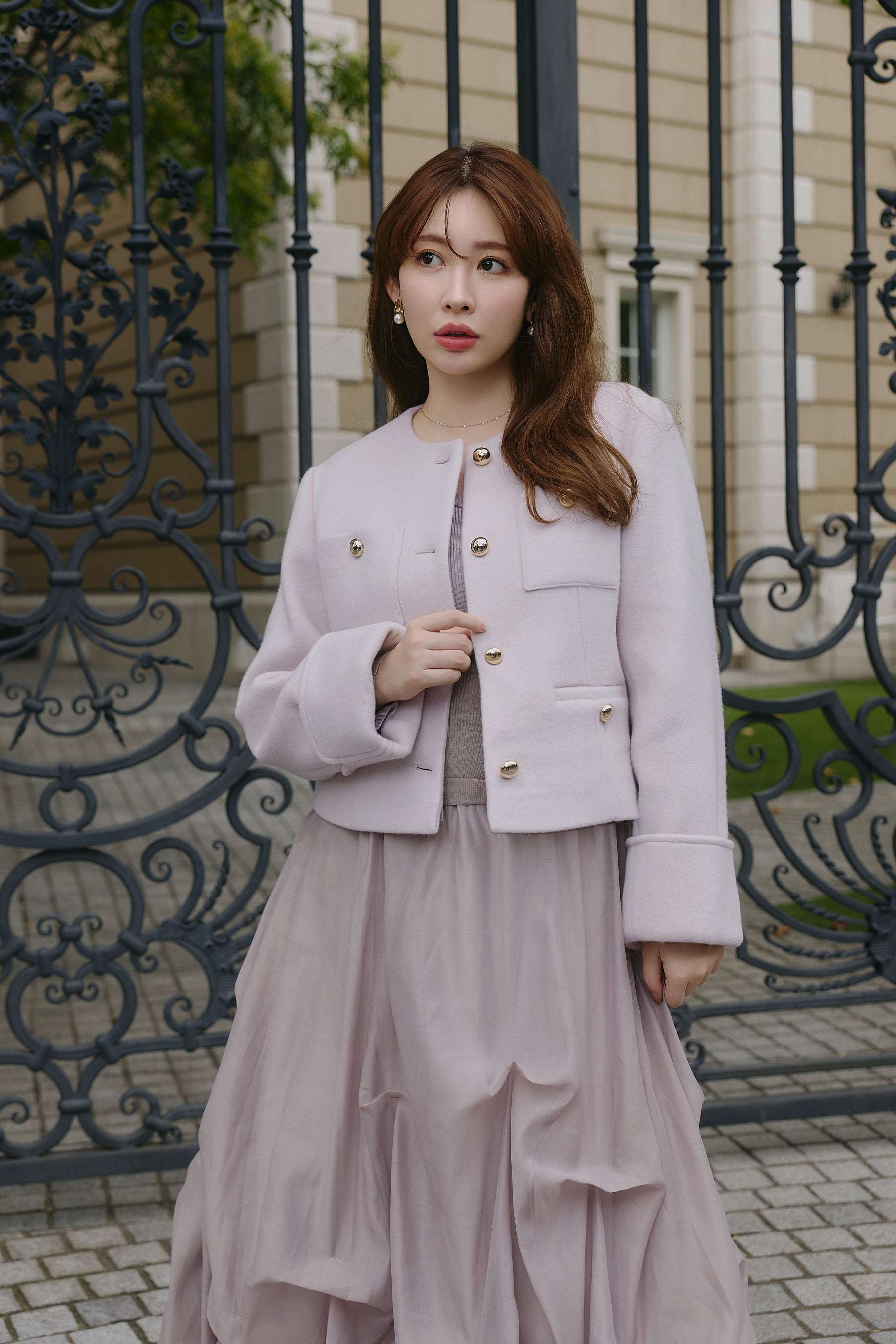 【10月中旬発送】Joana Faux Fur-Hem Wool Coat