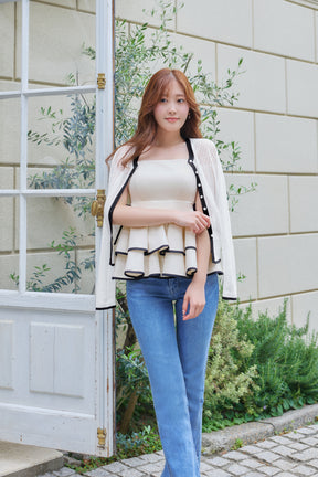 【vanilla / baby sky / powder pink】Lumiere Frilled Peplum Top