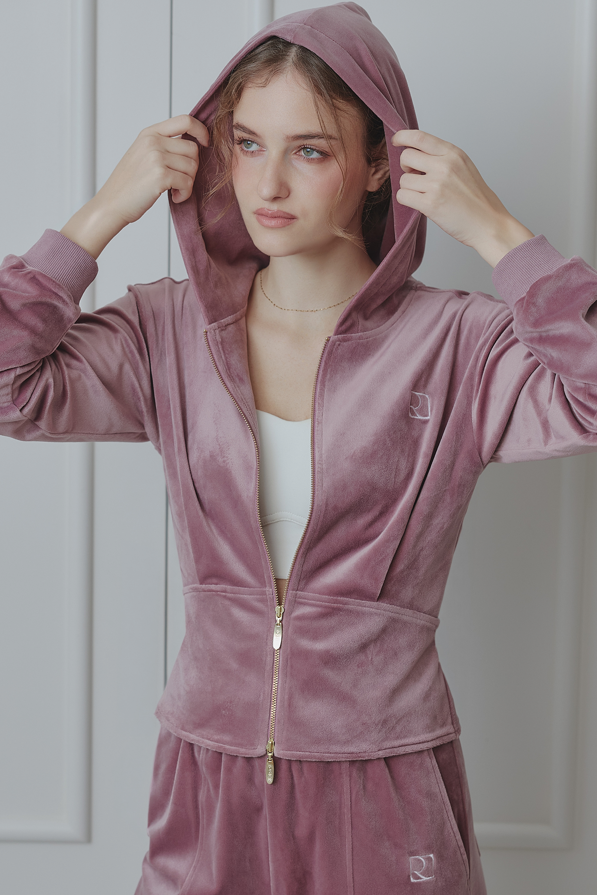 Off-Duty Sculpt Velour Zip Hoodie