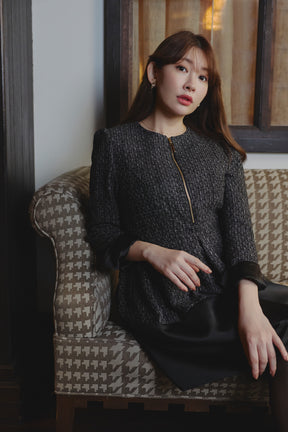 Laila Tweed Zip Mini Dress