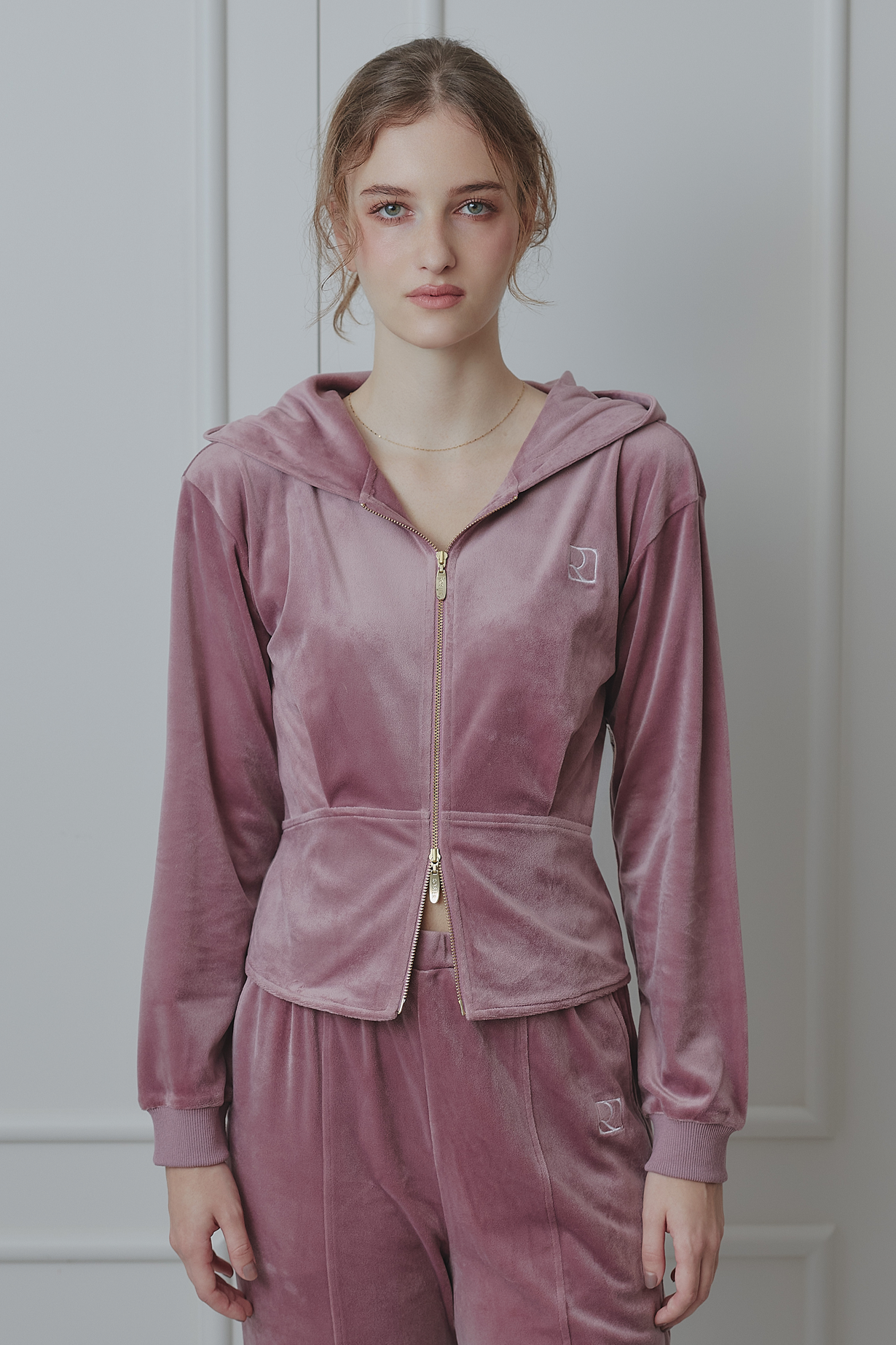 Off-Duty Sculpt Velour Zip Hoodie
