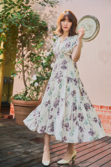 6月上旬発送】【petale】Waltz Floral Lace Belted Dress