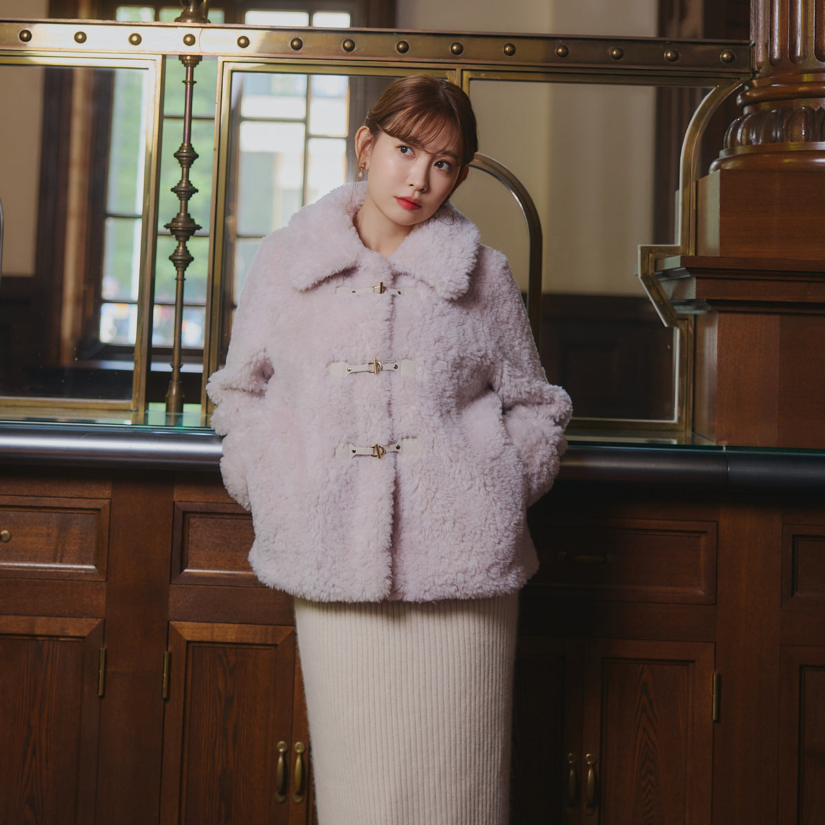 【美品】Herlipto Faux Fur Hoodie Duffle Coat herlipto Faux Fur Hoodie Duffle Caot