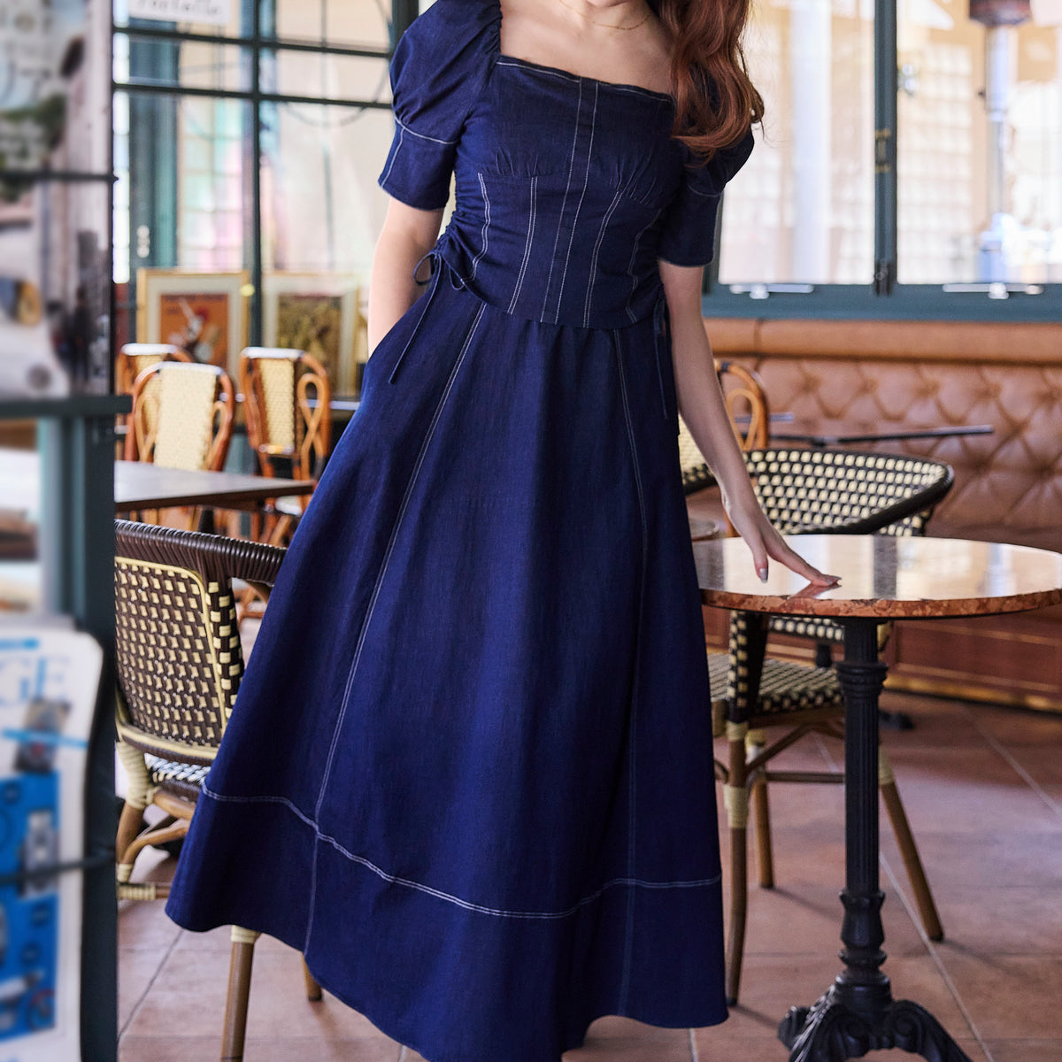 Eze Puff-Sleeve Denim Dress