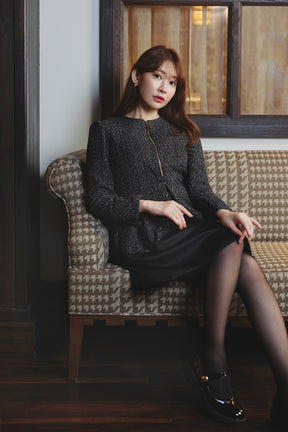 Laila Tweed Zip Mini Dress