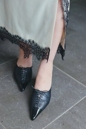 Lace-Up Medallion Mules