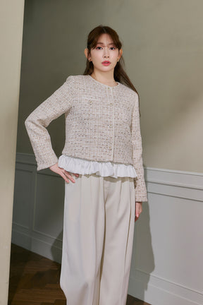 Ruffle Hem Tweed Jacket
