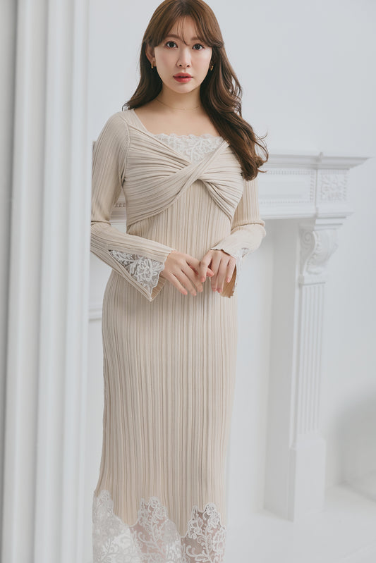 Lilou Lace Hem Knit Dress