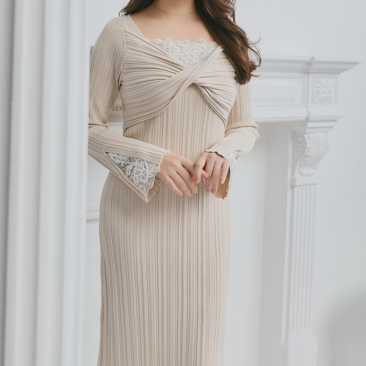 Lilou Lace Hem Knit Dress