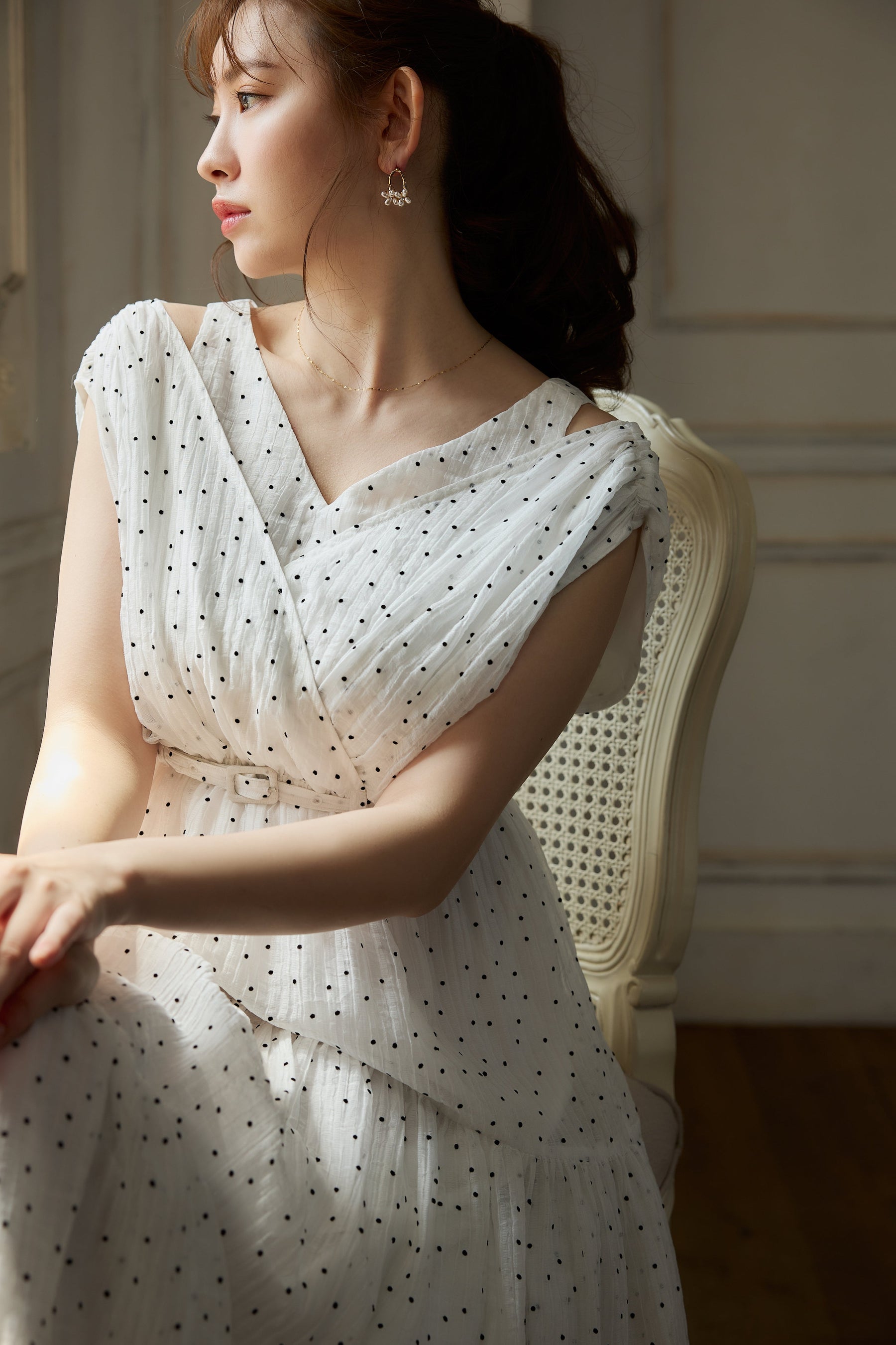 563Herlipto小嶋陽菜herlipto Tiered Polka-Dot Long Dress