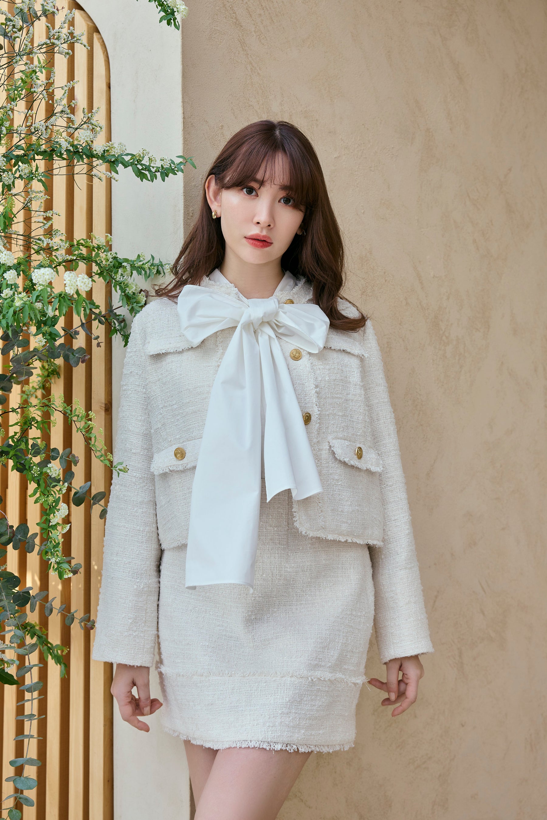 Silky White Tweed Skirtスカート