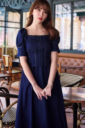 [Shipped in early April] Eze Puff-Sleeve Denim Dress
