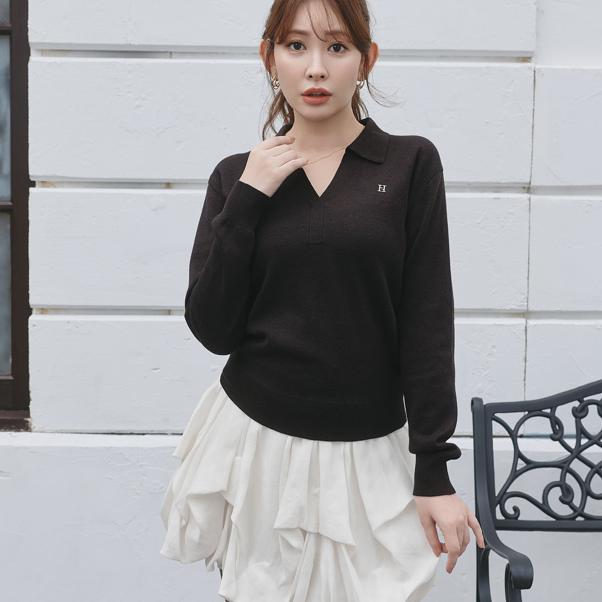 H Logo Skipper Knit Top