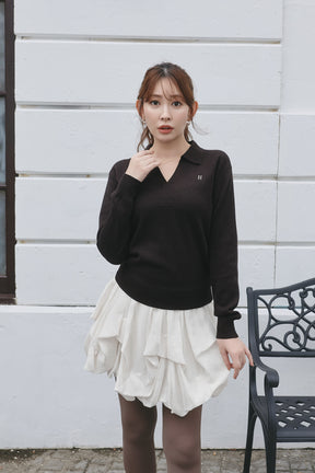 Random Tucked Satin Mini Skirt