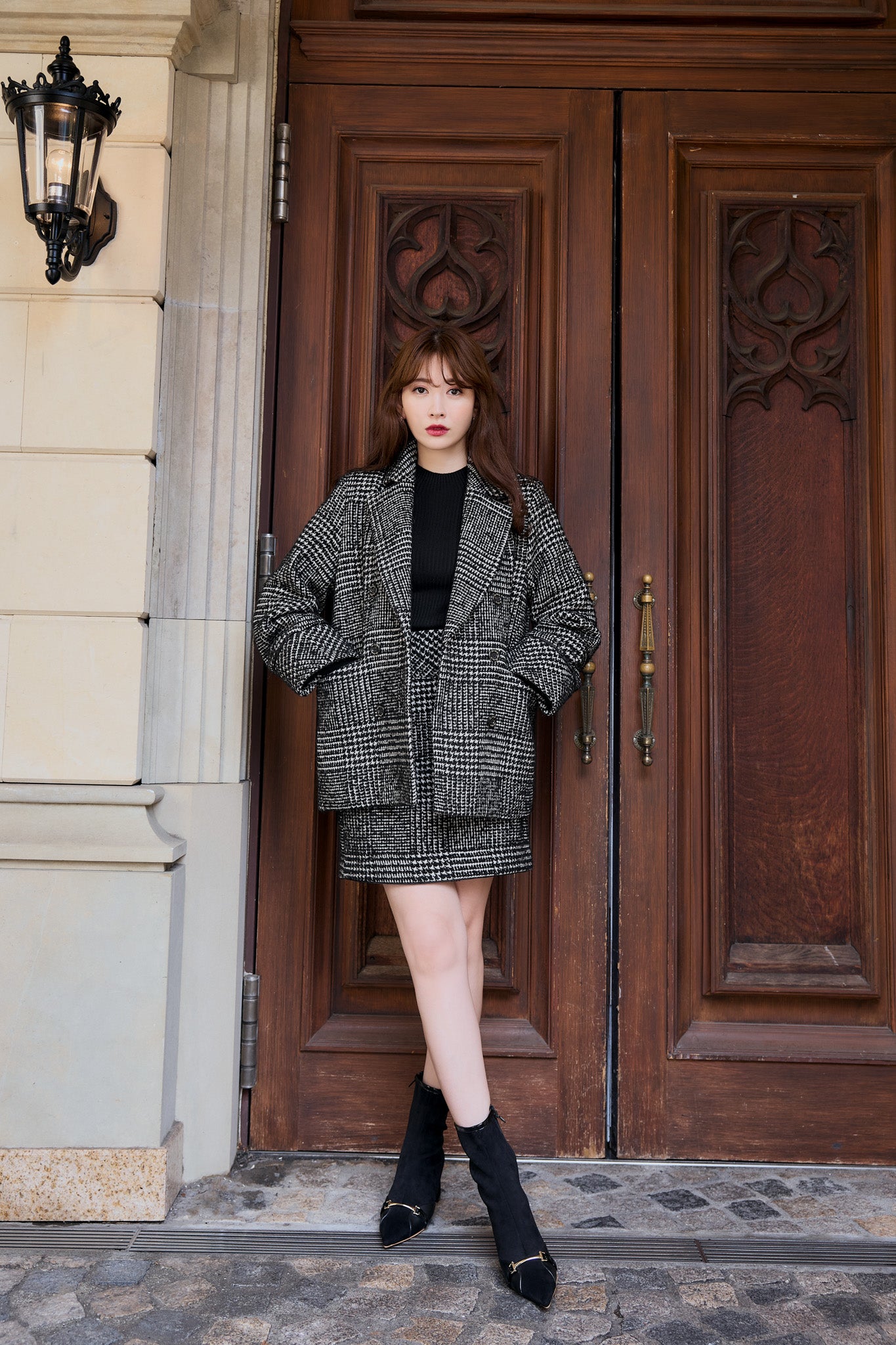 Herlipto Hemingway Check Tweed Skirt