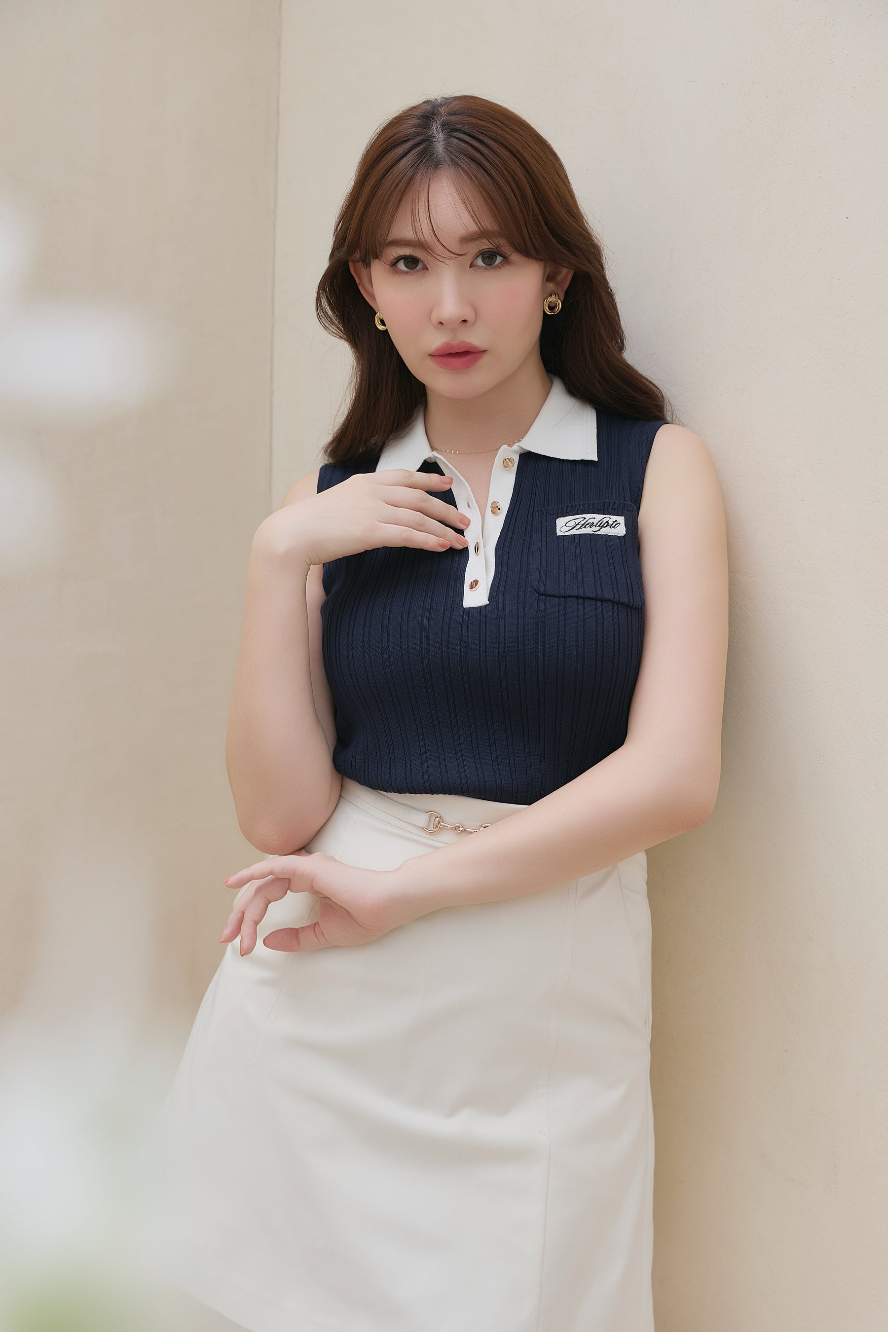 Calina Polo Knit Top