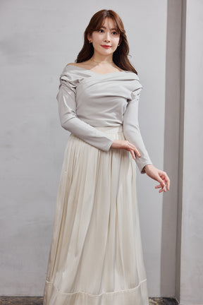 【1月下旬發送】【新色】Asymmetric Cotton-blend Jersey Top