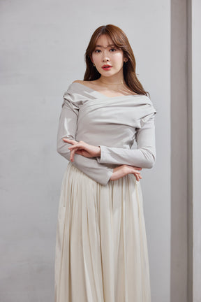 【1月下旬發送】【新色】Asymmetric Cotton-blend Jersey Top