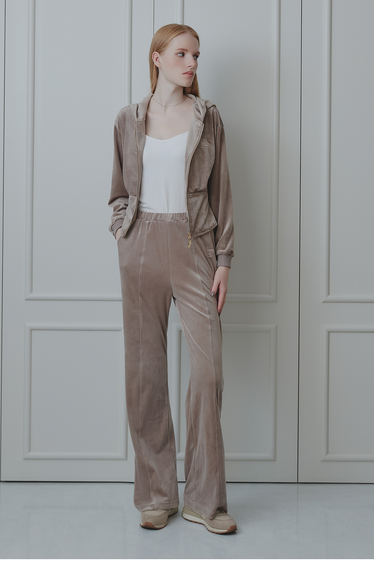 【greige】Off-Duty Sculpt Velour Set