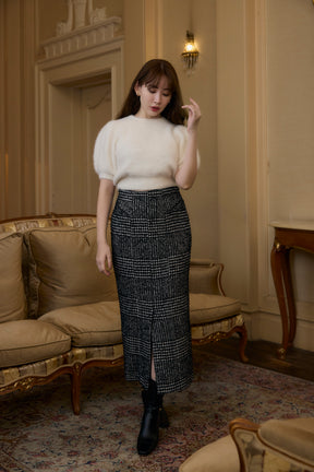 Hemingway Check Tweed Long Skirt