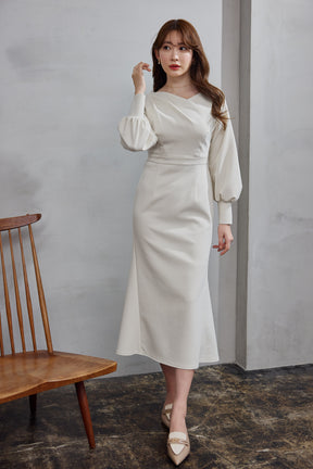 Tucked Mermaid Ponte Dress