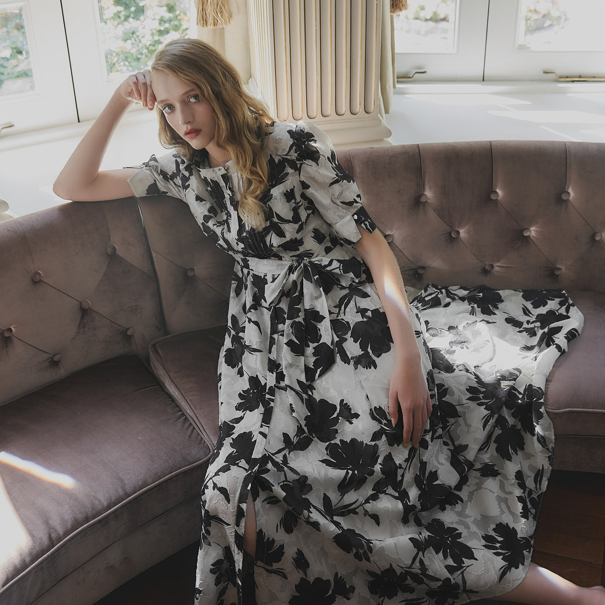 サイズ1 jacquard volume dress オケージョンドレス Vol.1 Floral Jacquard Dress